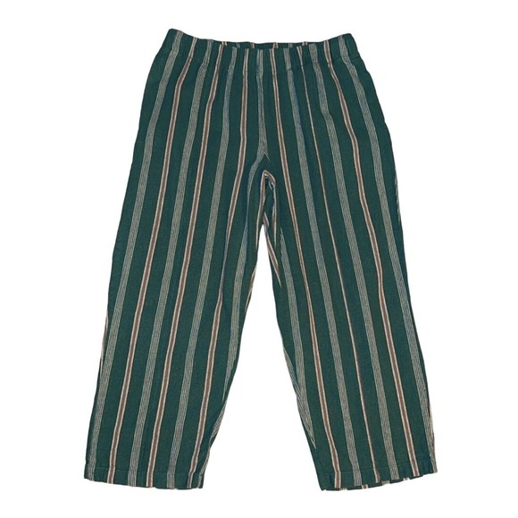 DIP Women's Linen Trouser Pants Size M Capri Pockets Elastic Green Loose Fitting - Picture 1 of 11